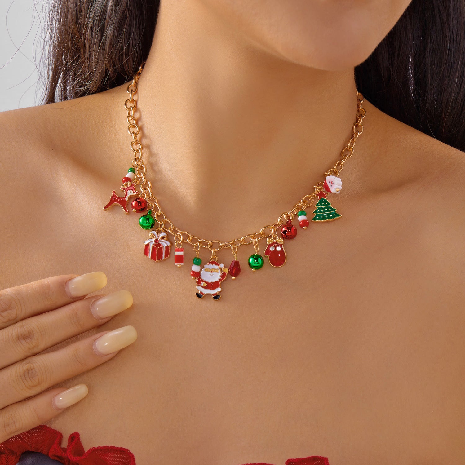 Wholesale Snowman Bell Pendant Bracelet Necklace Set